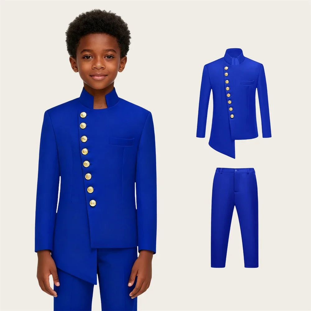 Kids Formal Suit Set – Boys Single Breasted Blazer and Pants for Weddings and Parties