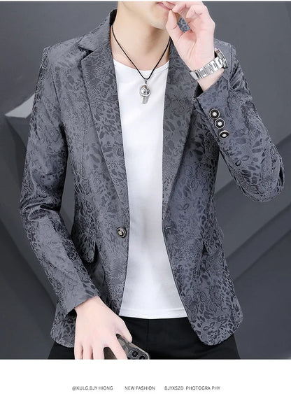 Brand Hot Stamping Casual Business Suit Jacket Men Retro Slim Fit Casual Suit Jackets Social Banquet Office Uniform Blazers 2026