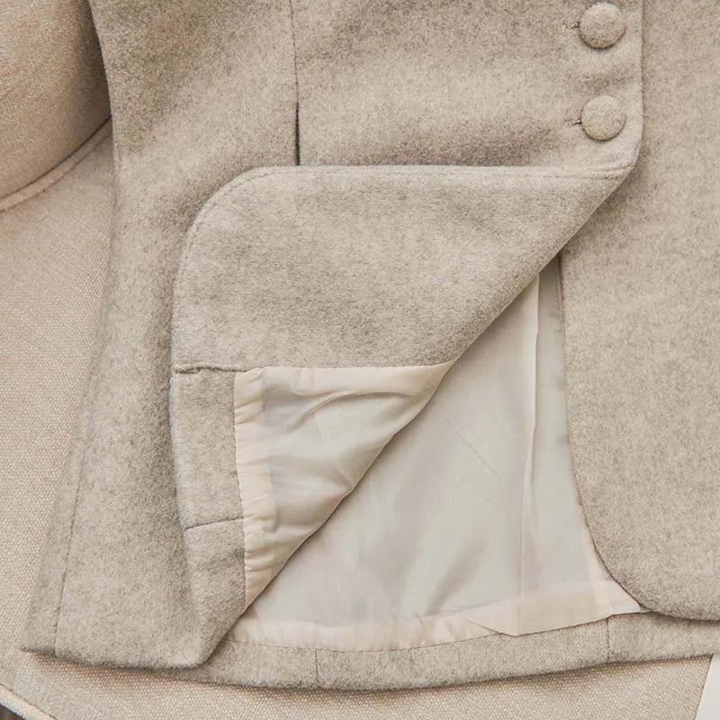 Vintage Brushed Shoulder Jacket Gray Suit Sleeveless Vest Fashionable Lady Coat Autumn/Winter Commuting Elegant Women's Clothing