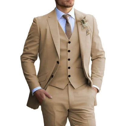 Customized Tuxedo Elegant Suit For Men 3 Piece Blazer Vest And Pant Set Notched Lapel High Quality Suit For Men Wedding suits