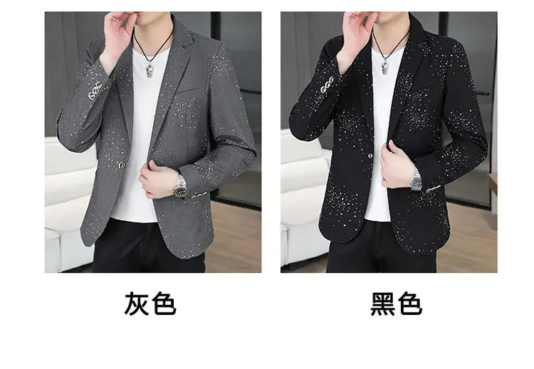 Blazer Men's Sequined High-end Hot Diamond Style Business Outdoor Travel Wedding Youth Slimming Casual High Formal Wear Blazer