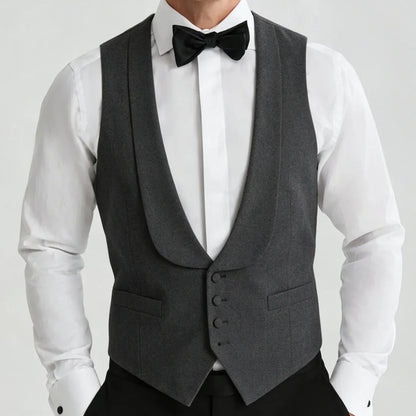 Men's Formal Vest Single Button Lapel Waistcoat for Wedding Banquet and Business