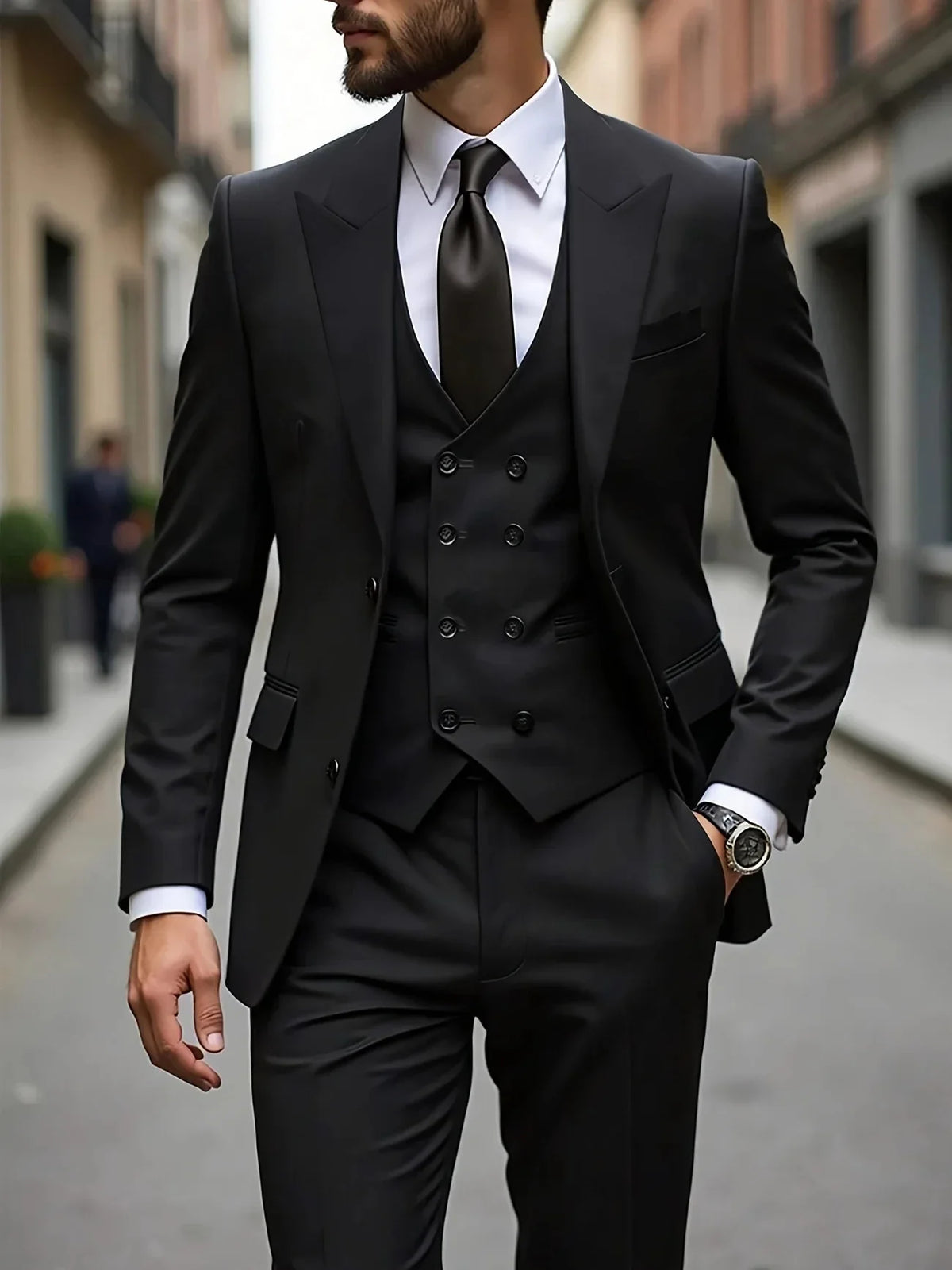 Costumes de Mariage Classiques Tuxedos Slim Fit Marié Pour Homme 3 Pièces Costume de Garçon d'Honneur Homme Formel Costume d'Affaires Homme (Veste+Gilet+Pantalon)