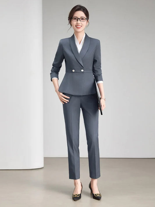 High-Quality Women's Two-Piece Suit Elegant Blazer And Pants Set Professional Fashionable Unique Personality Attractivene
