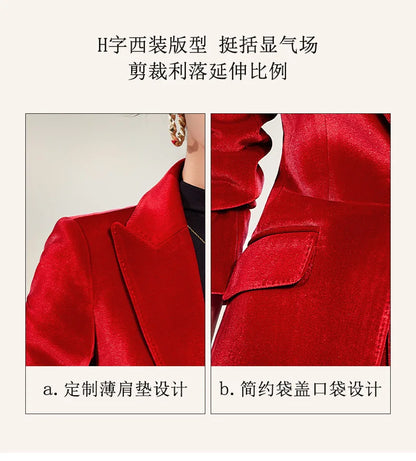 High-end Velvet Suit for Women2024Autumn Winter New High-end Professional Fashionable Elegant Capable Suit
