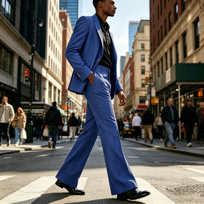Men's 2-Piece Retro Flare Suit – Slim Fit Bell Bottom Blazer & Wide Leg Pants for Formal Occasions