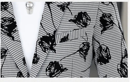 Blazer: Outdoor Fashion Business Gentleman Print Wedding Host Campus Slim-fit Casual Korean-style Youthful Versatile Men Blazer