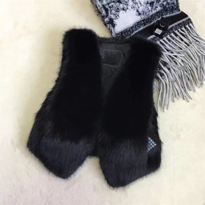 Women Fur Vest New Autumn Winter Female Waistcoat Korean Warm White Black Pink Faux Fur Jacket Fashion Tank Top Sleeveless Coats