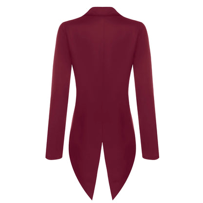 Womens Tailcoat Blazer Vintage Swallowtail Jacket Lapel Tuxedo Coat Outerwear for Nightclub Cocktails Waitress Cosplay Costume