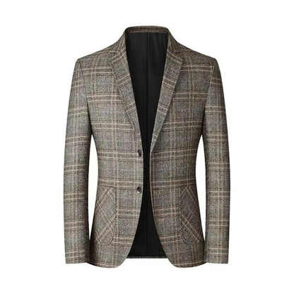 2026 Spring Autumn New Men's Business Casual Plaid Blazer Wrinkle-Free Suit Jacket Youth Single Suit Outerwear Spring Wear