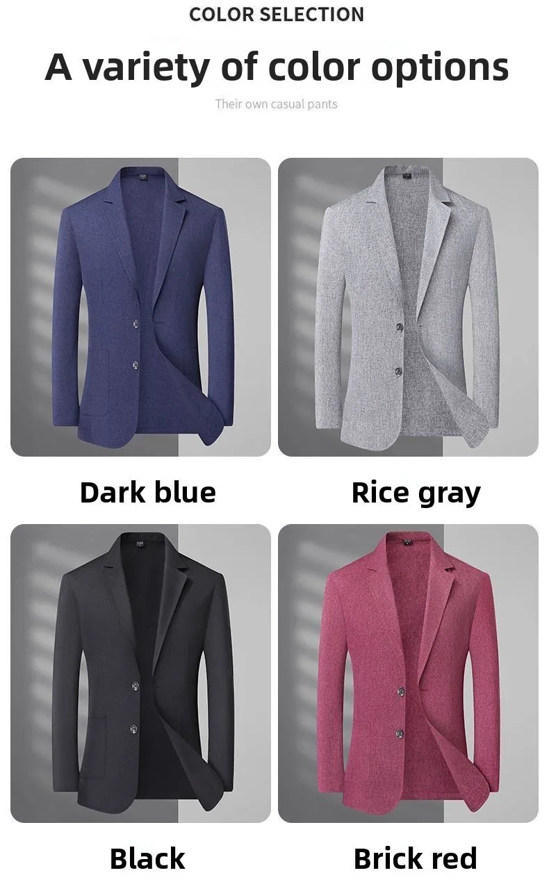 30% Linen Blazer - Men's Fashionally Fit Business Formal Wedding Gentleman's Cool Silk Lightweight Breathable Casual Blazer