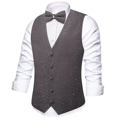 Men's Sequined Suit Vest & Bow Tie 3-Piece Set Black Green Red for Weddings & Evening Parties