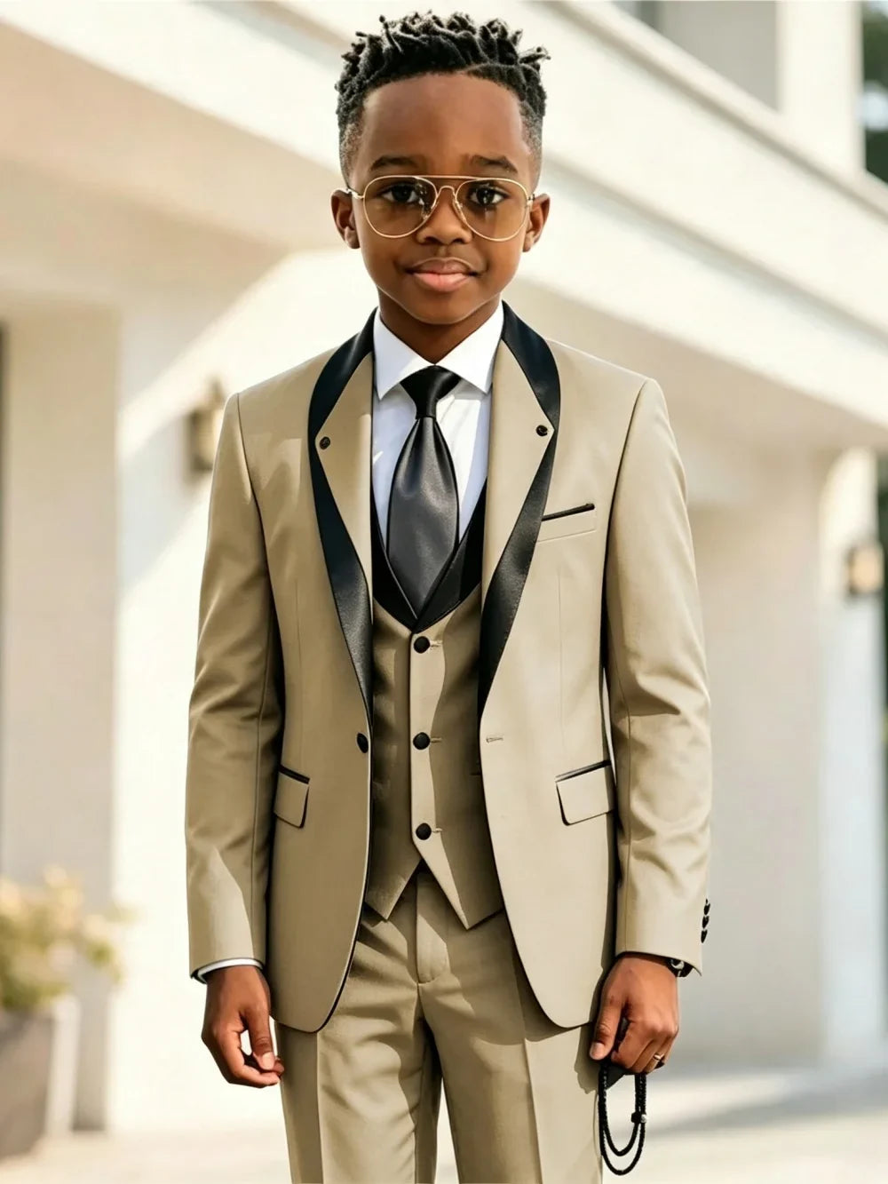 Handsome Boys Slim Fit Suits 3 Pieces Christmas Party Wear High Quality Kids Formal Suit Set Wedding Ring Bearer Outfit 2-20T