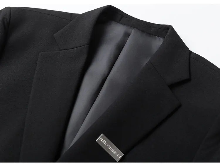Men Suit Jacket Metal Buckle Designer Blazer Masculino Casual Man Dress Luxury Cool Black Chaquetas Hombre Elegantes Streetwear