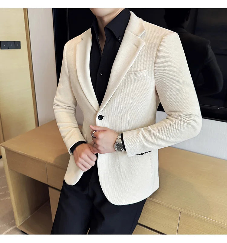2025 Autumn Winter Velvet Suit Jacket Men Casual Business Blazers Wedding Groom Social Banquet Party Formal Blazer Men Clothing