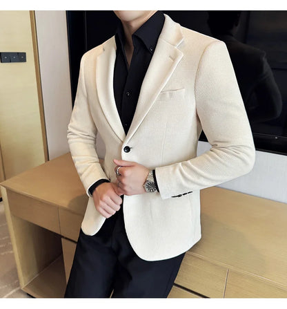 2025 Autumn Winter Velvet Suit Jacket Men Casual Business Blazers Wedding Groom Social Banquet Party Formal Blazer Men Clothing
