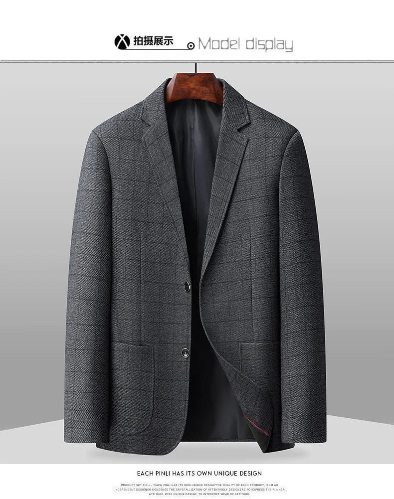 The new striped business casual fashion classic blazer with pockets is suitable for daily wear for men.