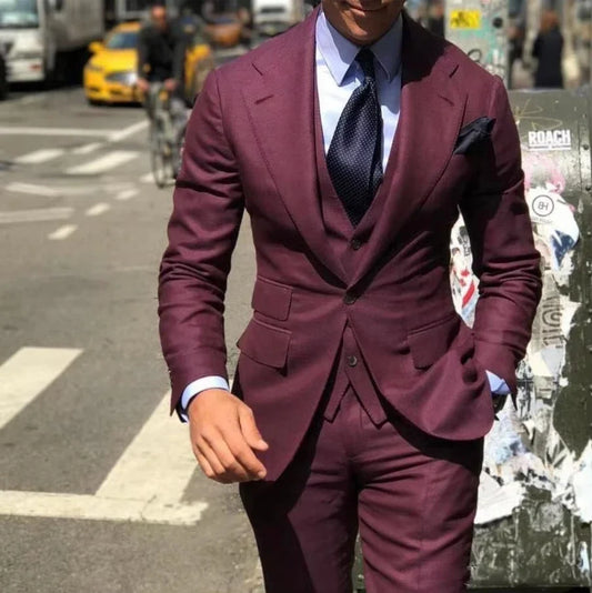 Men's 3-Piece Slim Fit Wedding Suit – Groom & Groomsmen Formal Tuxedo Set