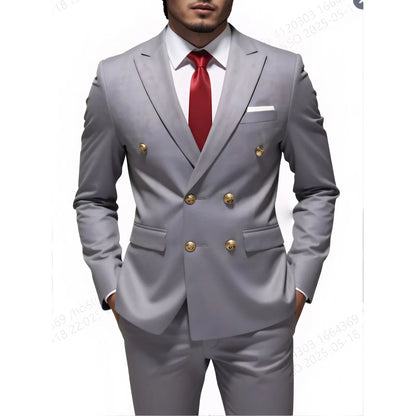 Costume 2 pièces ajusté pour homme, veste de costume et pantalon assorti, pour tenue de cérémonie, d'affaires ou de mariage