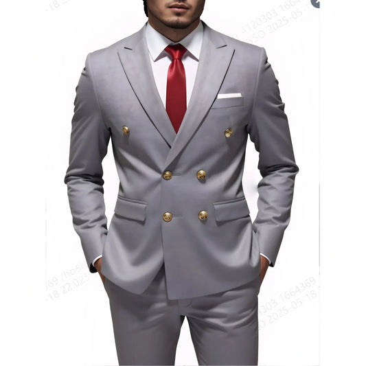 Costume 2 pièces ajusté pour homme, veste de costume et pantalon assorti, pour tenue de cérémonie, d'affaires ou de mariage