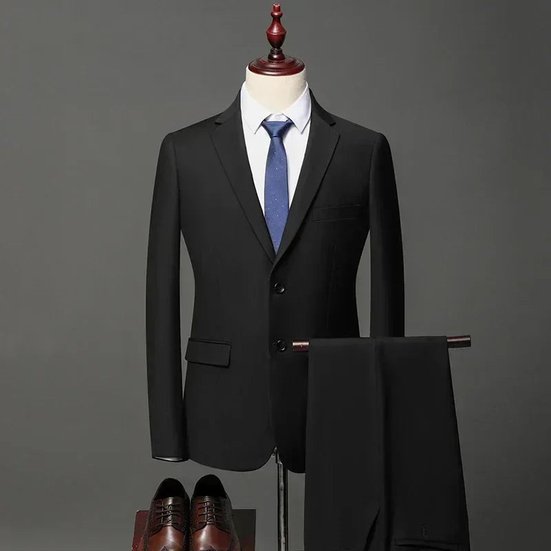 Men's Slim Fit Two-Piece Suit – Smart Casual Business Blazer & Trousers Set for Formal & Everyday Wear