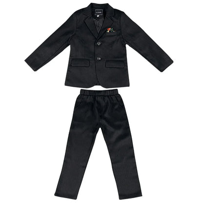 Kids Spring Autumn Striped Suit Set Flower Boys Wedding Outfit 1-11Years Children's Blazer Vest Pants Tie 4Pieces Clothes Set