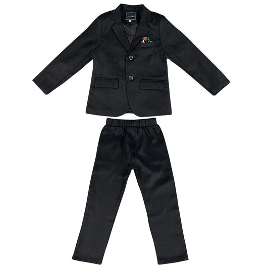 Kids Spring Autumn Striped Suit Set Flower Boys Wedding Outfit 1-11Years Children's Blazer Vest Pants Tie 4Pieces Clothes Set