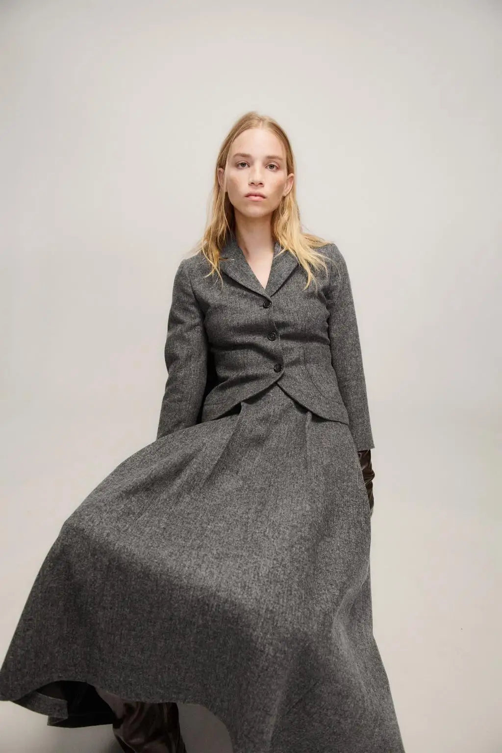 Women's Wool Blend Waist-Cinching Suit Jaet Autumn Winter New Sle Casual All-Match Long Sve Classic Collar  Color