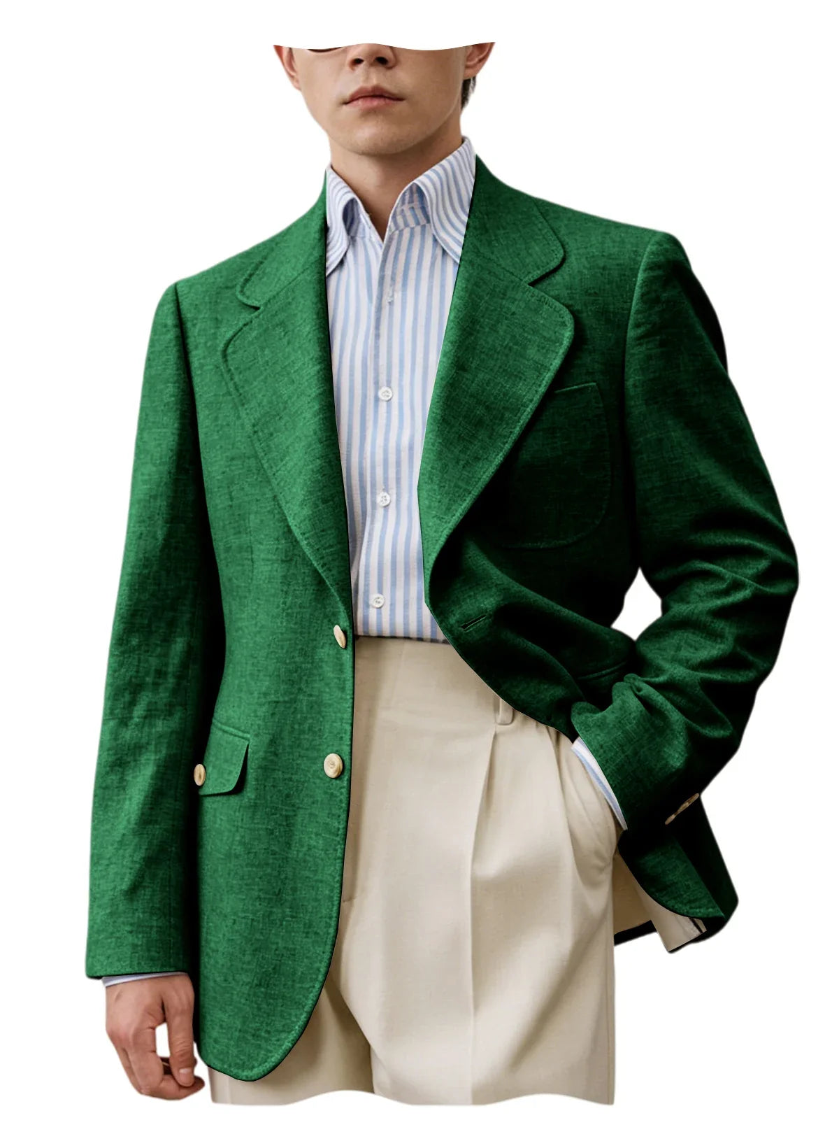 Men's Linen Blend Blazer – Single Breasted Casual Business Jacket for Office & Summer Occasions
