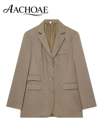 Women Oversized Blazer Single Breasted Lapel Long Sleeve Loose Suit Jacket Elegant Casual Office Lady Outerwear