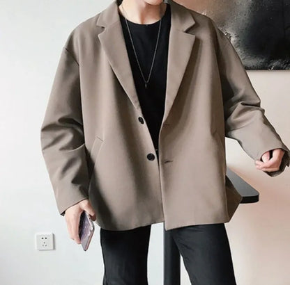 Men's Spring Korean Style Retro Blazer Ins Trendy Hong Kong Style Cool Jacket Viral Vintage Casual Suit Outerwear New