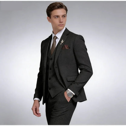 Men 3 Pieces Warm Herringbone Suit Formal Business Tweed Groom Tuxedo for Men Business/Wedding Men's Suit Jacket Vest Pants Set