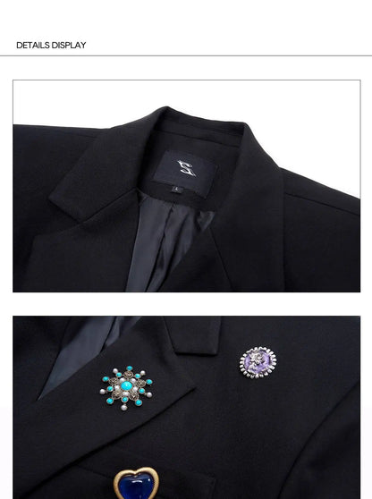 Luxury Temperament Niche Three-dimensional Patchwork Blazer Coat Men's 2025 Autumn Original Shoulder Pad Clothes JY4547