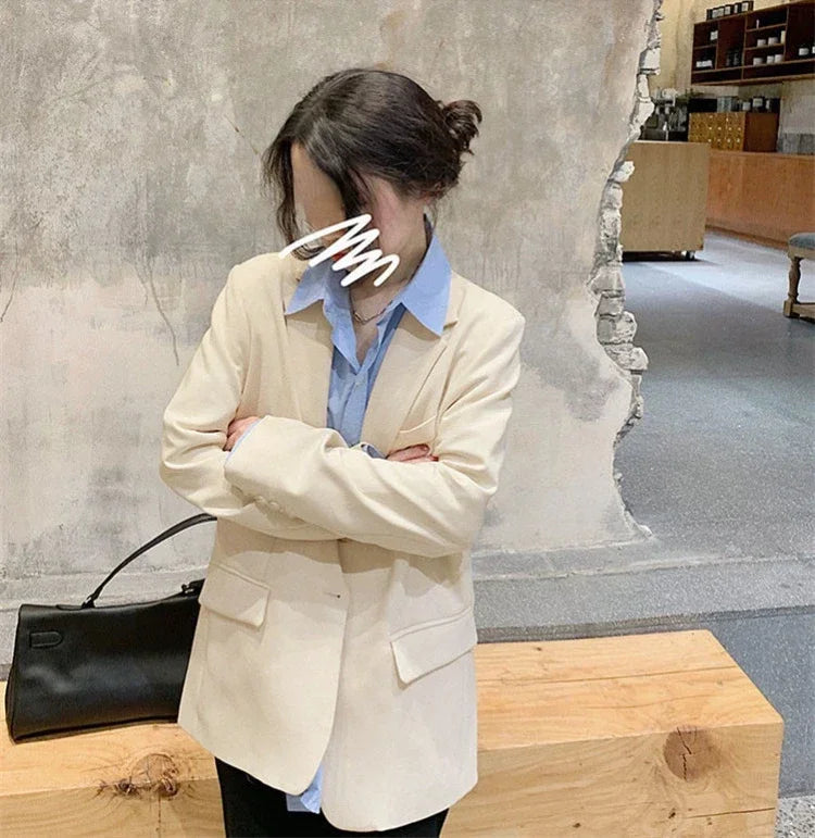 Women's Slim Fit Long Sleeve Blazer Elegant Office Blazer Casual Korean Fashion Street Trend Spring Autumn New