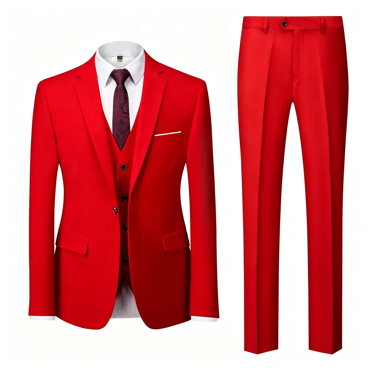 ( Jacket+Vest+Pants ) Brand Solid Color Formal Office Business Men's Suit Groom Wedding Dress Party Male Casual Suits