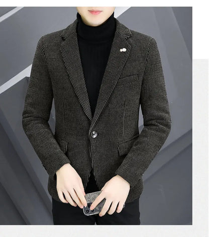 Blazer Autumn and Winter Men Fashionable Outdoor Wedding Slimming Business Casual Korean Version Golden Mink Velvet Girl Blazer