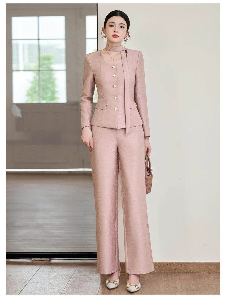 Fashionable professional women's two-piece trousers + suit jacket, exquisite elegant, 2025 autumn winter new style