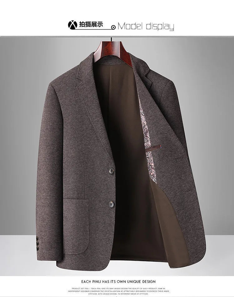 The New Men's Wool Suit for the Autumn and Winter of 2025 Is Crisp, Fashionable, Cool, and Versatile, a Trendy Suit Jacket