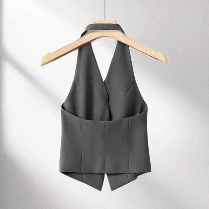 Women's Suit Vest Spring Summer New Neck-hanging Sleeveless Backless Vest Versatile Ladies Top Female Waistcoat Chaleco Mujer