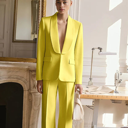 Wedding Guest Suits for Women Elegant Bride Mother Groom Blazer Set Shawl Lapel 2Pieces(Jacket+Pants) Hidden Button Custom