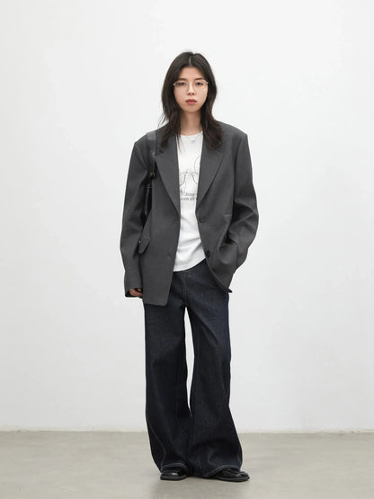 Fashion Women Blazers Loose Casual Design Bow Embossed Office Ladies Suit Jacket Gray Spring Autumn 2026 Female Coat