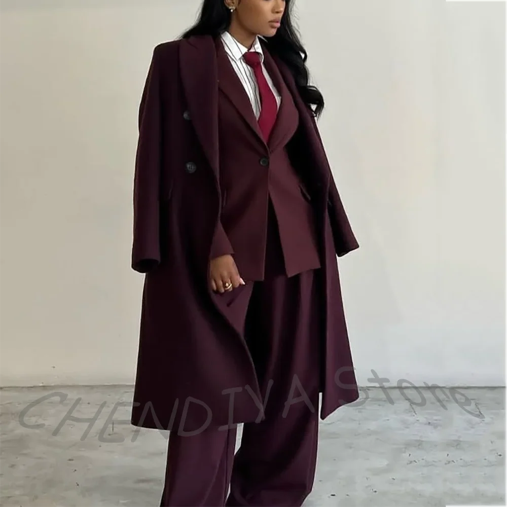 Luxury Women's Suit Three Pieces Business Formal Work Outfit Peakde Lapel Solid Color High Quality Chic Customized Suit Set