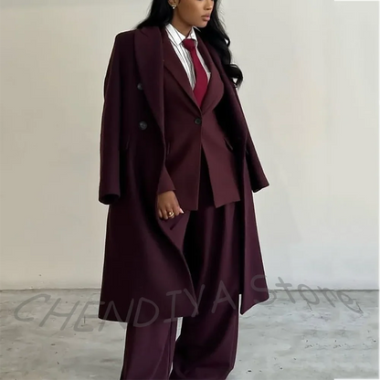 Luxury Women's Suit Three Pieces Business Formal Work Outfit Peakde Lapel Solid Color High Quality Chic Customized Suit Set