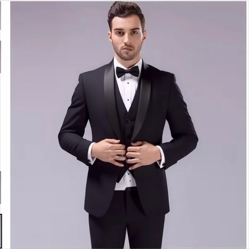 Costume 3 pièces de smoking multi-couleurs pour homme, revers châle noir, coupe ajustée, tenue formelle pour mariage, bal de promo et banquet