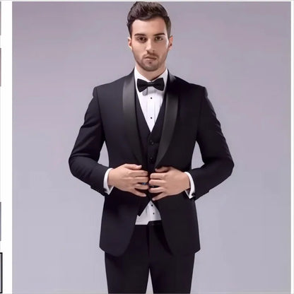 Costume 3 pièces de smoking multi-couleurs pour homme, revers châle noir, coupe ajustée, tenue formelle pour mariage, bal de promo et banquet
