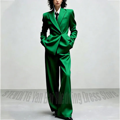 Casual Women Suit Trendy Solid Black Long Sleeve Lapel Straight Fashion Jacket Pants All-Match Shopping Street Style Daily Wear