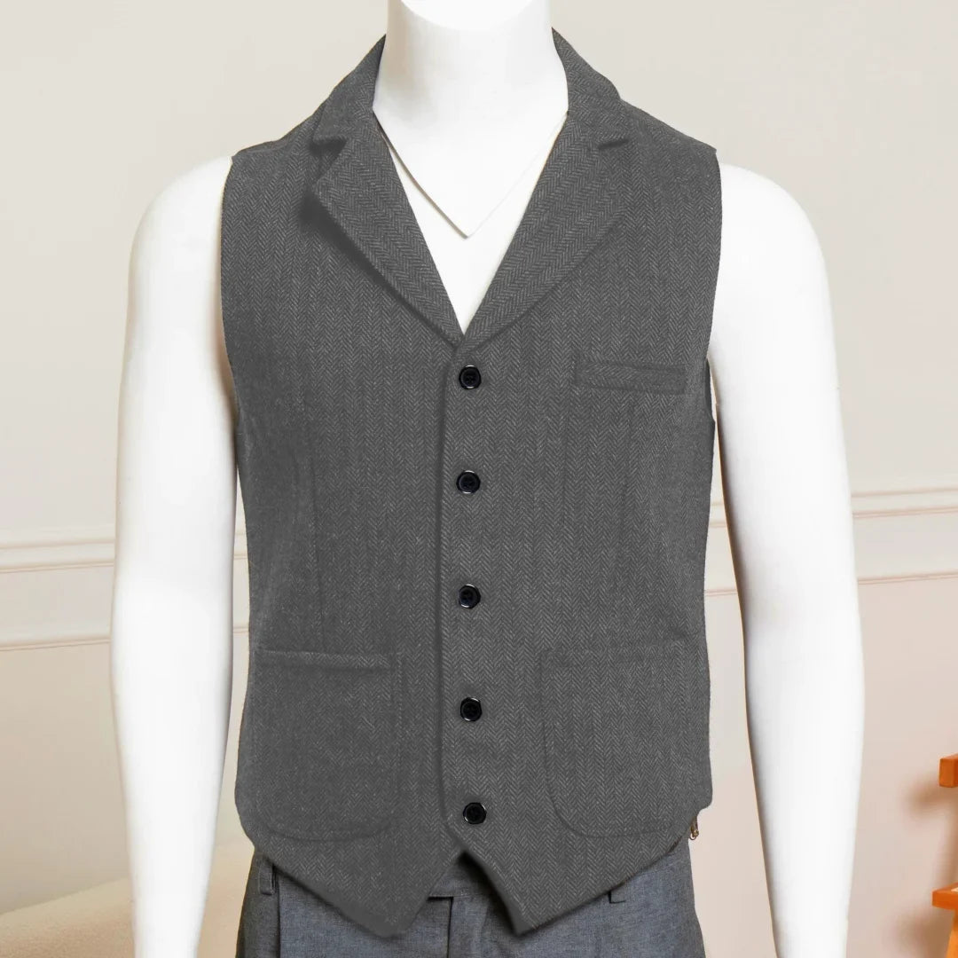 Men's Formal Vest Single Breasted Lapel Waistcoat for Weddings & Business