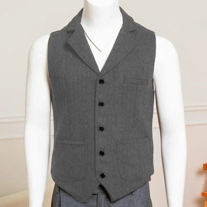 Men's Formal Vest Single Breasted Lapel Waistcoat for Weddings & Business