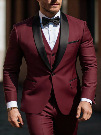 Costume 3 pièces pour homme veste gilet pantalon, Costumes de mariage d'affaires pour hommes pour bal de promo Musculaires costumes de mariage pour hommes
