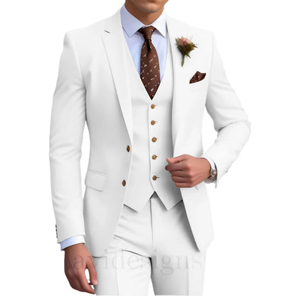 Elegant Men's Wedding Tuxedo Slim Blazer Pants Vest 3 piece Suit XS-5XL Custom Youth Suit 2025 New Style Suits